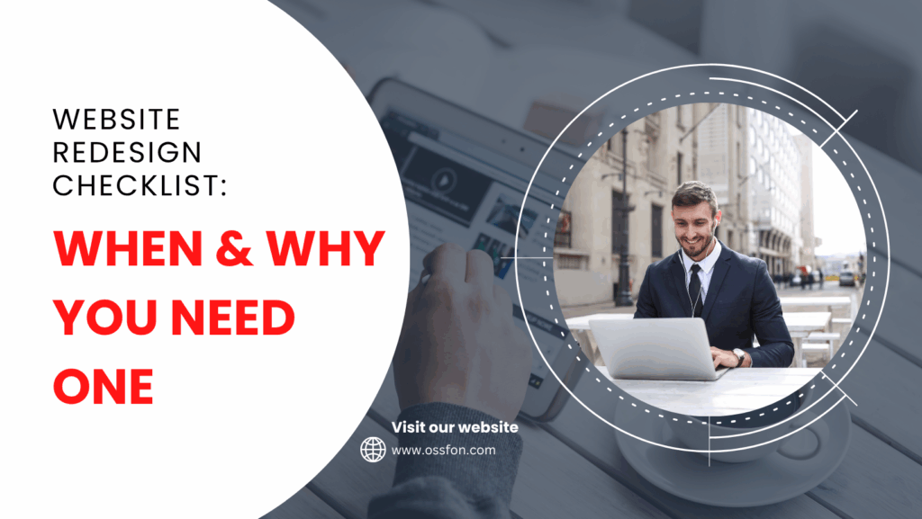 Step-by-step website redesign checklist on a laptop screen