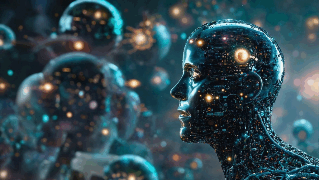 AI control infographic showing tech giants, governments, and global agencies.